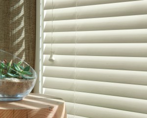 Everwood Faux Wood Blinds with a White Finish